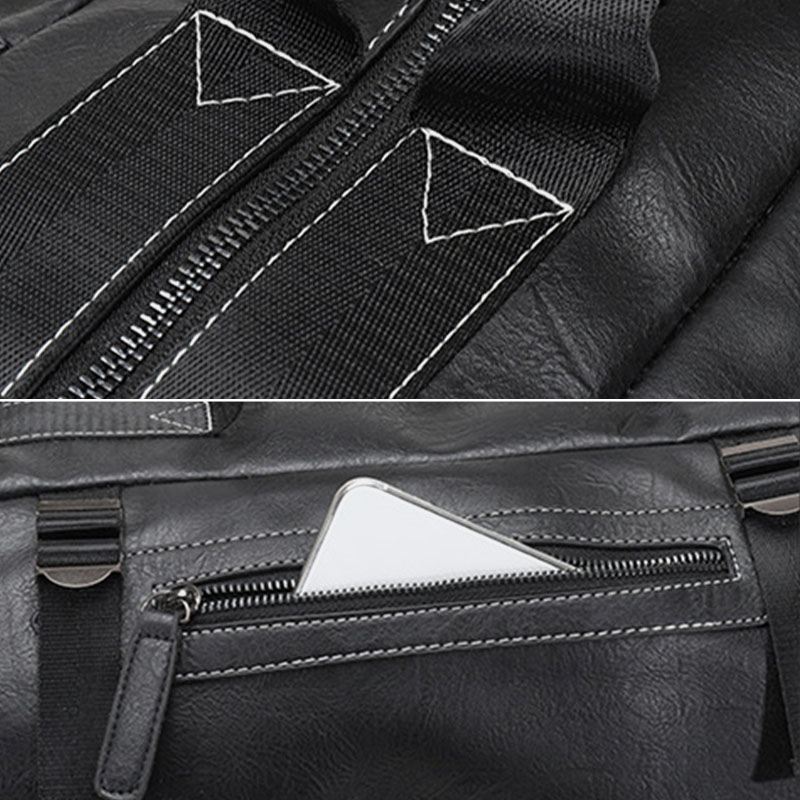 Mænd Multi-purpose Pu Læder Rygsæk 15.6 Tommer Stor Kapacitet Multi-pocket Bærbar Taske Håndtaske Crossbody Tasker