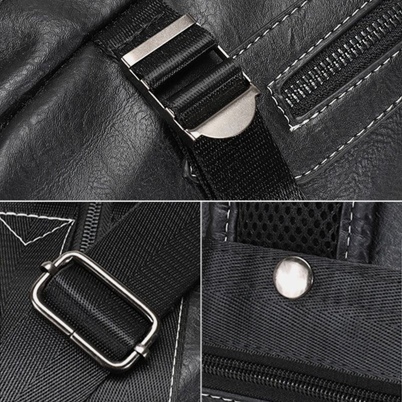 Mænd Multi-purpose Pu Læder Rygsæk 15.6 Tommer Stor Kapacitet Multi-pocket Bærbar Taske Håndtaske Crossbody Tasker