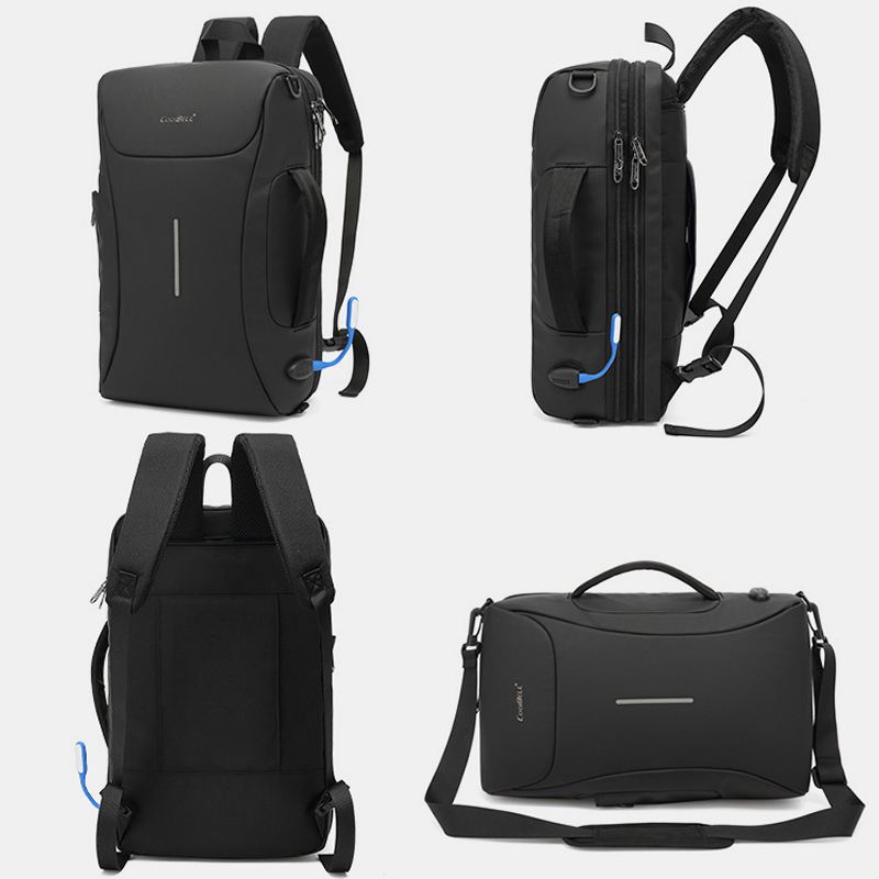 Mænd Oxford Usb-opladningsport Flere Rum Rygsæk Casual Vandtæt 15.6 Tommer Bærbar Taske Crossbody Skuldertasker