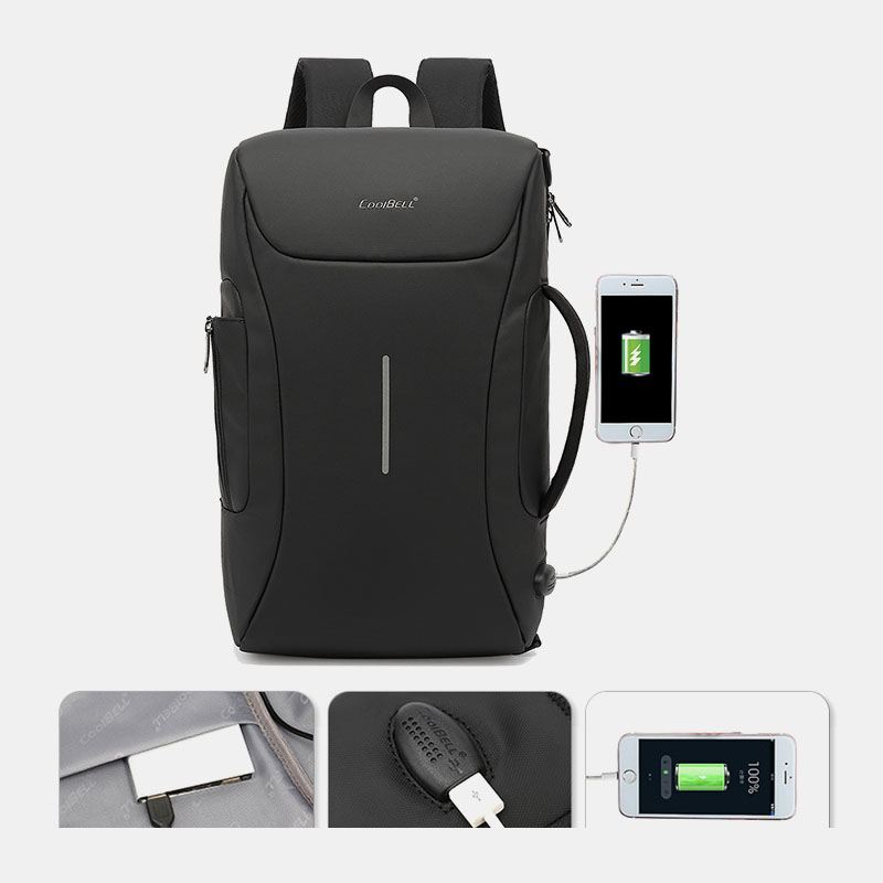 Mænd Oxford Usb-opladningsport Flere Rum Rygsæk Casual Vandtæt 15.6 Tommer Bærbar Taske Crossbody Skuldertasker