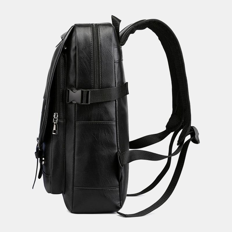 Mænd Pu Læder Multi-pocket Rygsæk Casual Travel Large Capacit Laptop Bag Skuldertaske