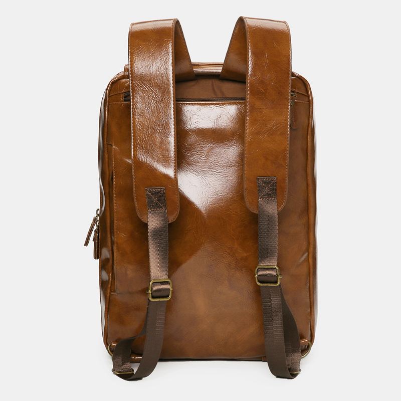 Mænd Vintage Business Multi-lommer Rygsæk Stor Kapacitet Vandtæt Multi-carry Briefcase Crossbody Taske