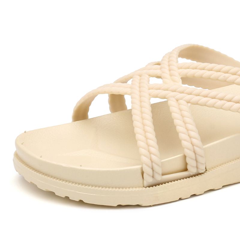 Kvinder Ensfarvet Cross Band Home Flats Sandaler