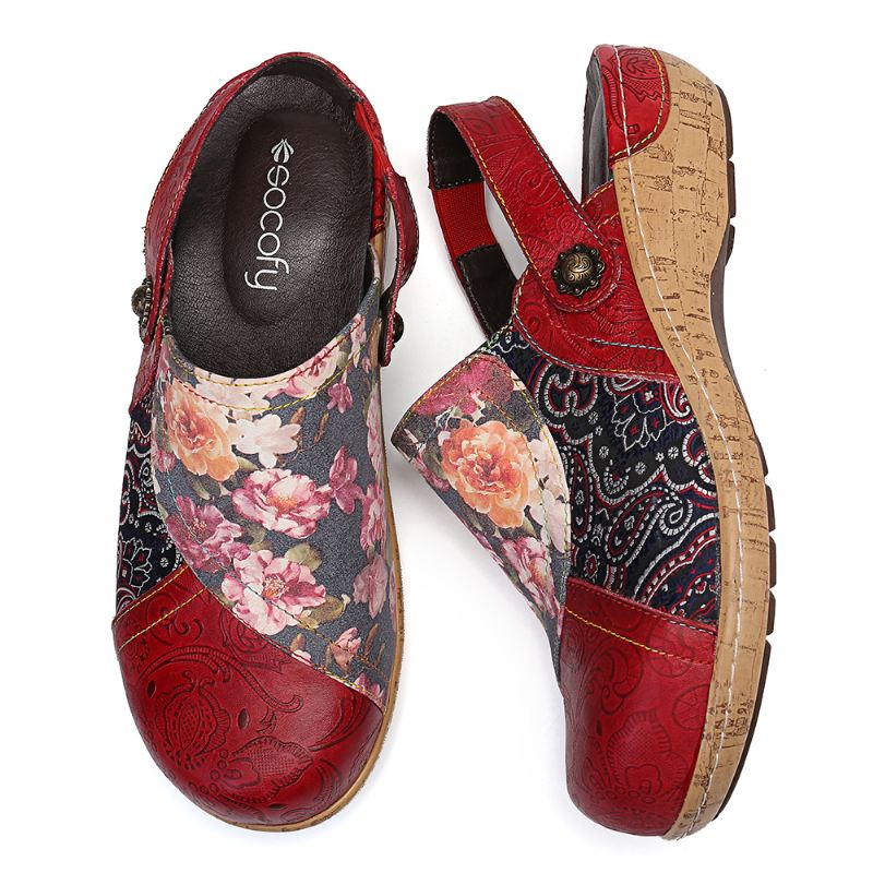 Kvinder Super Bloom Blomster Splejsning Retro Mønster Syning Slip On Flats