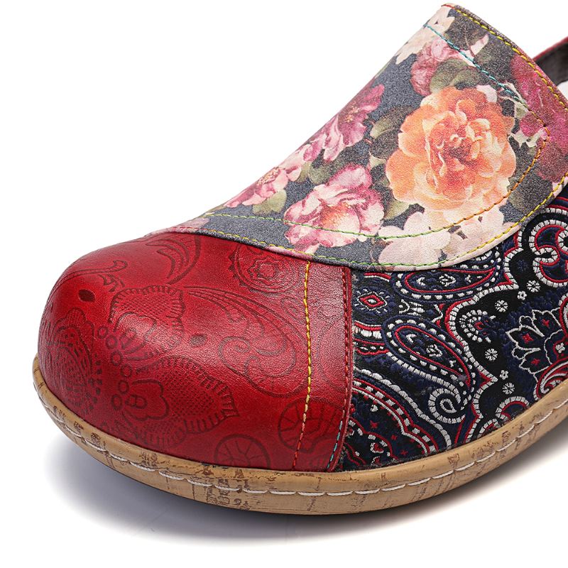 Kvinder Super Bloom Blomster Splejsning Retro Mønster Syning Slip On Flats