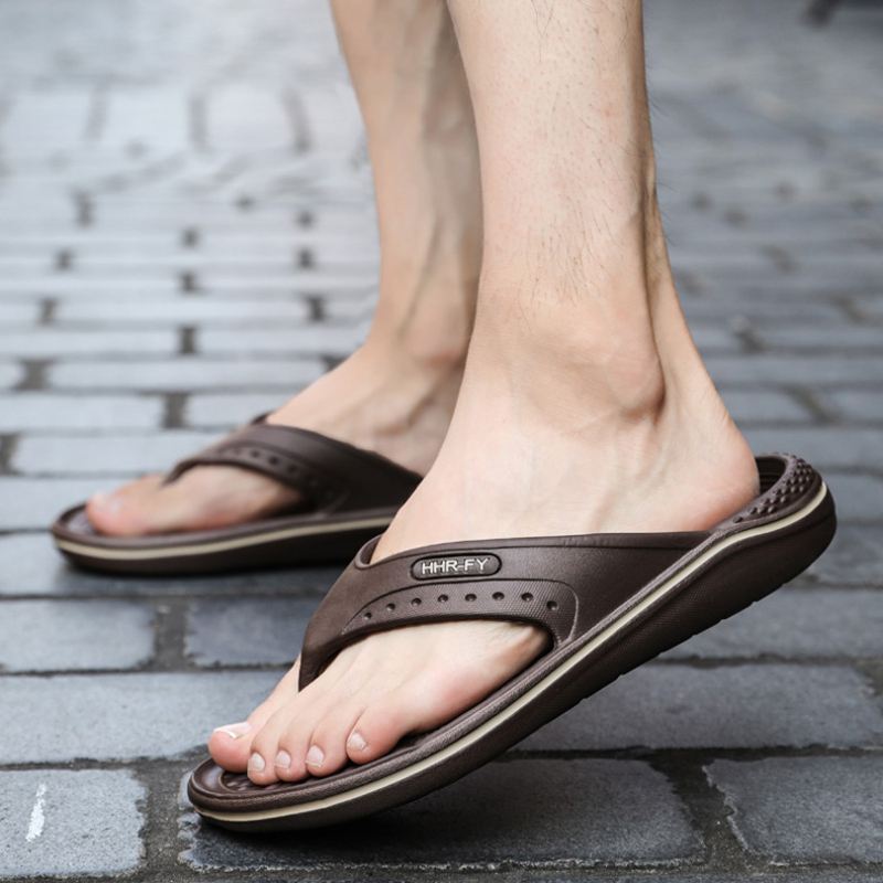 Mænd Åndbar Letvægts Blød Bund Solid Beach Flip Flops Casual Hjemmesko