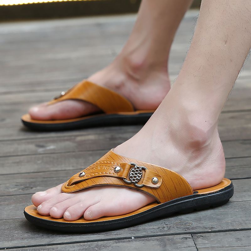 Mænd Microfiber Åndbar Blød Bund Clip Toe Casual Beach Hjemmesko