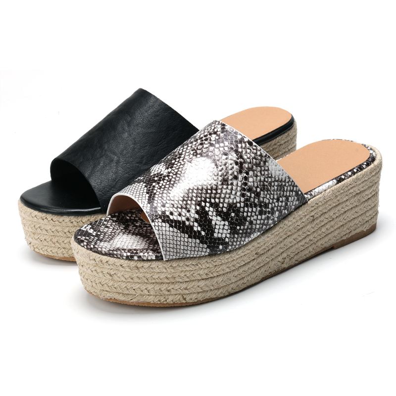 Serpentine Soft Komfortable Runde Toe Wedge Hjemmesko