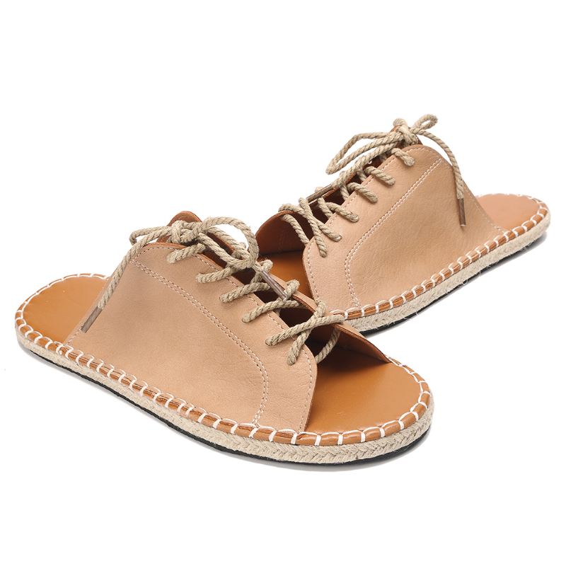 Stor Størrelse Kvinder Casual Peep Toe Strappy Espadrilles Flade Sandaler