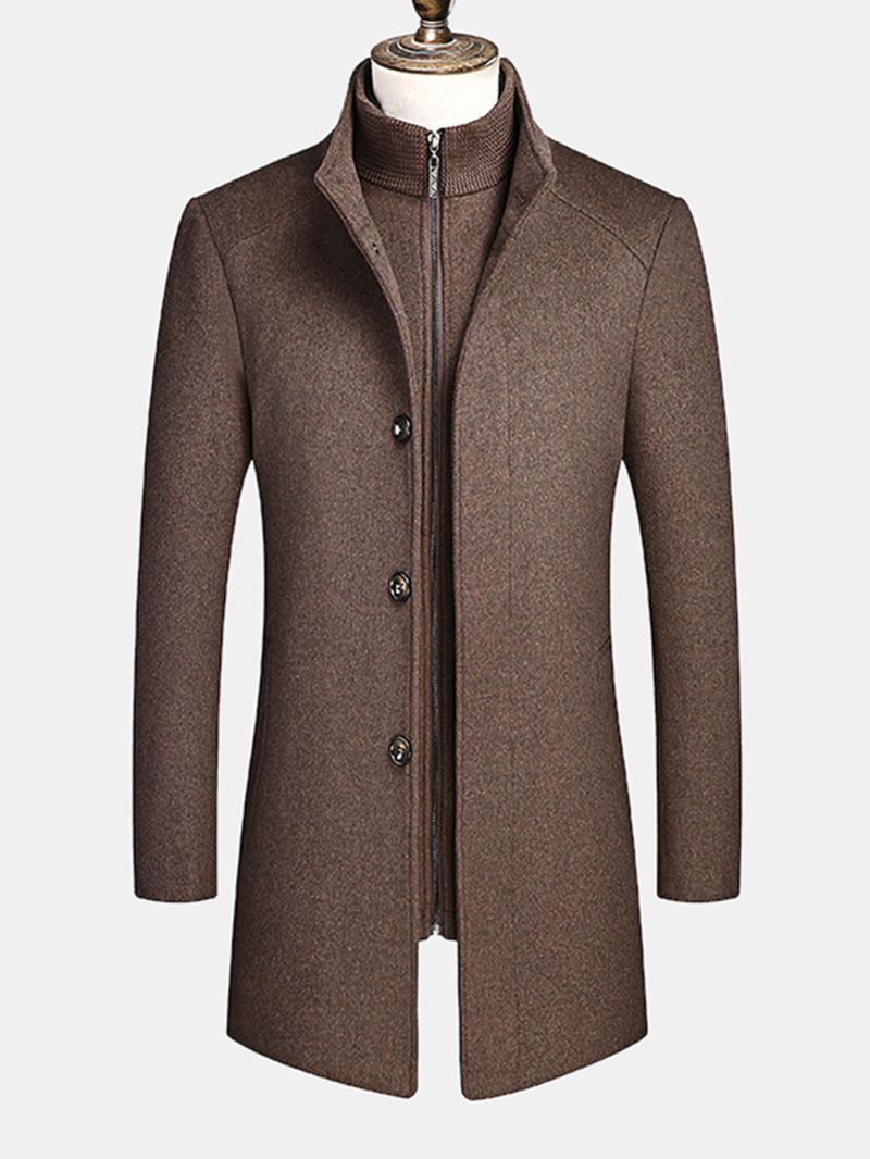 Herre Business Single-breasted Aftagelig Foret Thicken Trench Coats