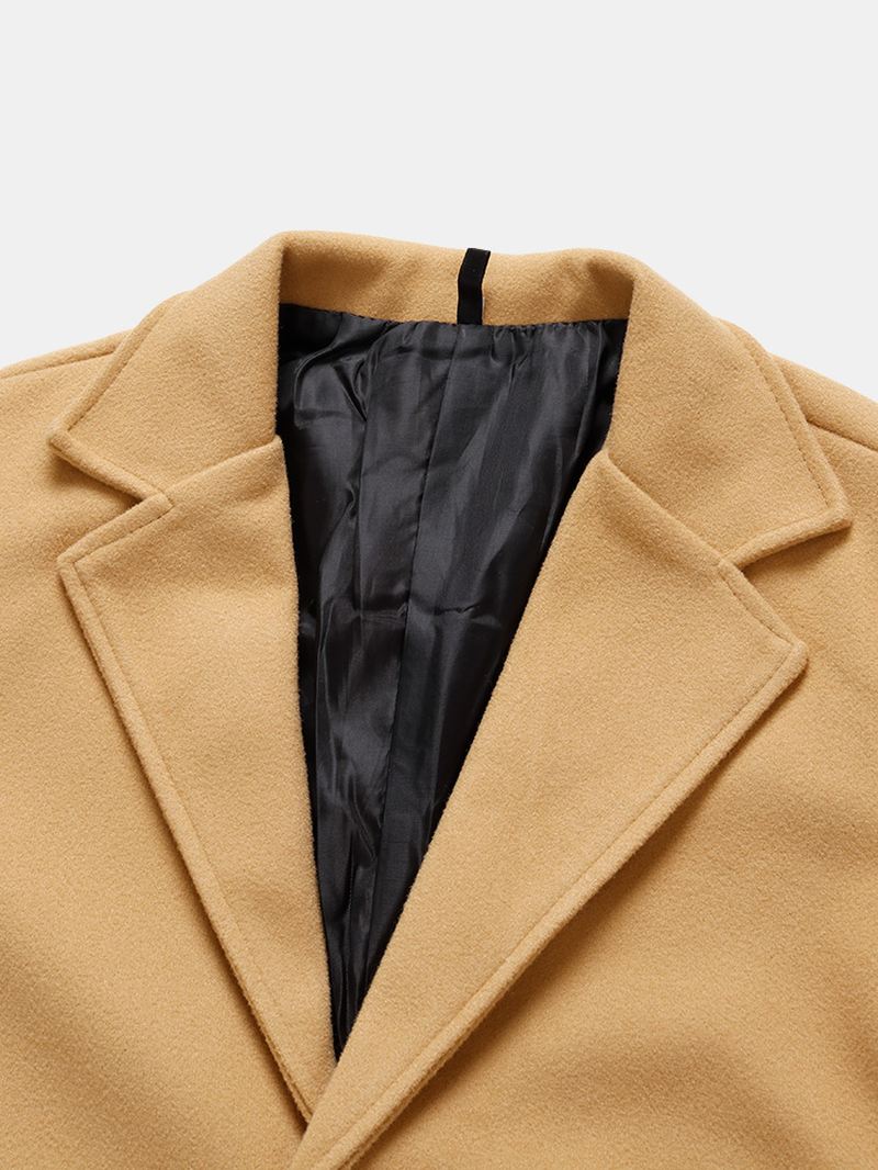 Herre Ensfarvede Enkeltradede Mellemlange Business Warm Trench Coats