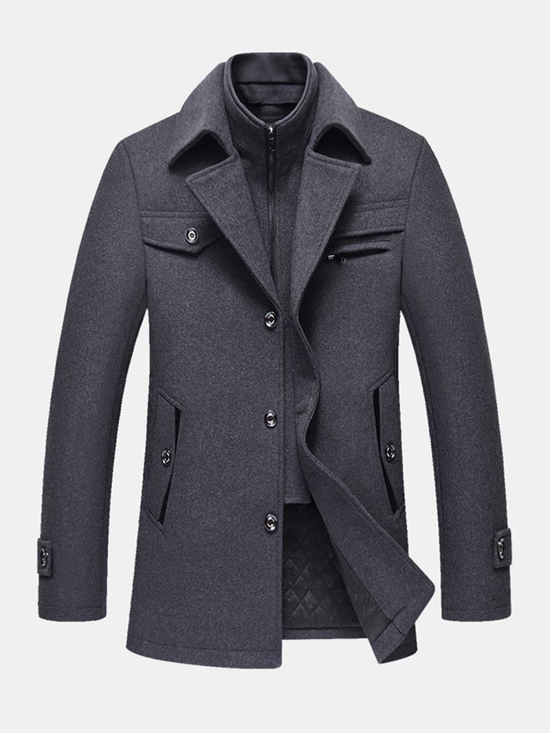 Herre Thicken Warm Solid Business Woolen Trench Coats