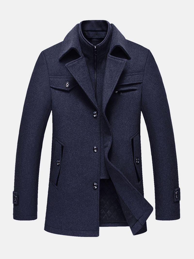 Herre Thicken Warm Solid Business Woolen Trench Coats