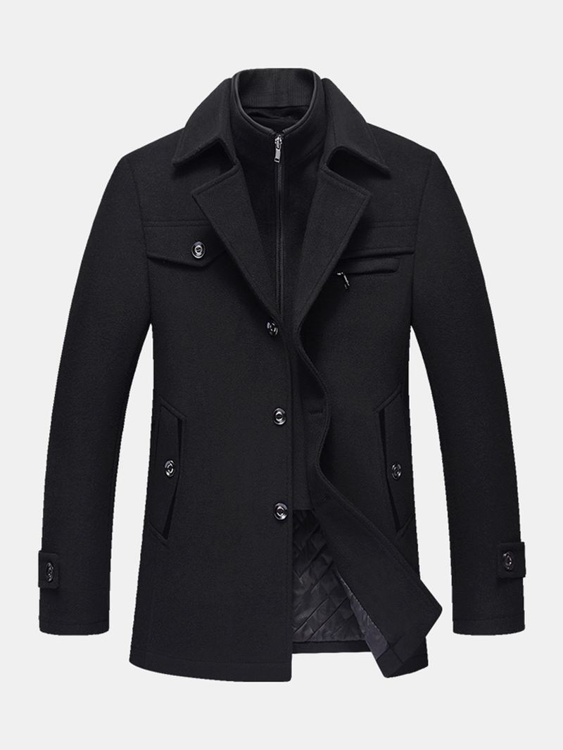 Herre Thicken Warm Solid Business Woolen Trench Coats