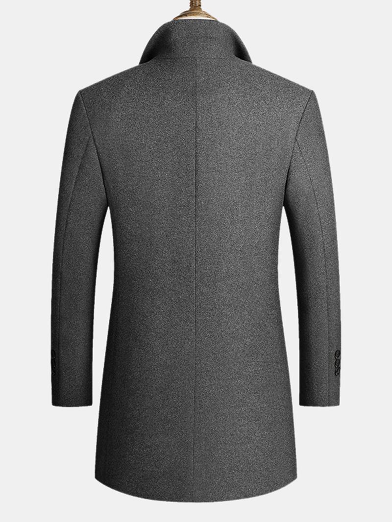 Herre Uldblandinger Mellemlange Frakker Business Casual Uld Trenchcoats