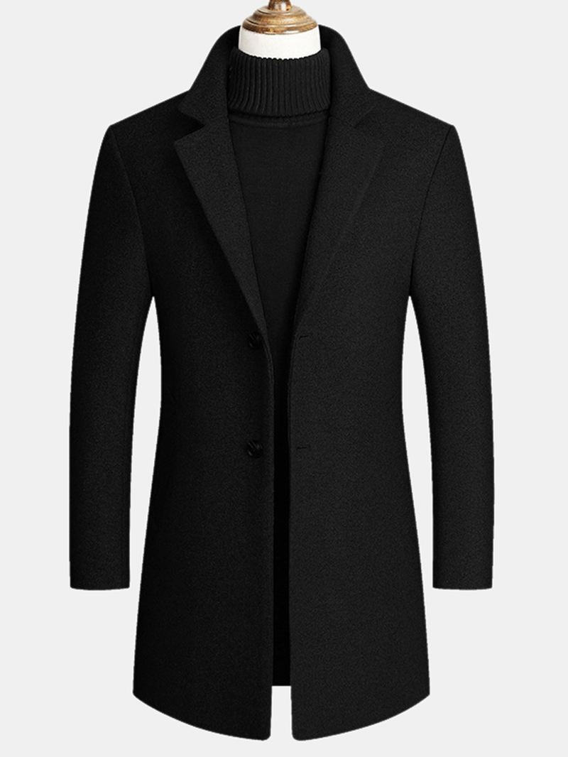 Herre Uldblandinger Mellemlange Frakker Business Casual Uld Trenchcoats