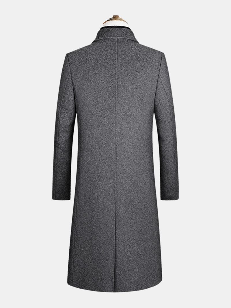 Herre Ulden Enkeltradet Flad Krave Casual Lange Trenchcoats Med Flap Lomme