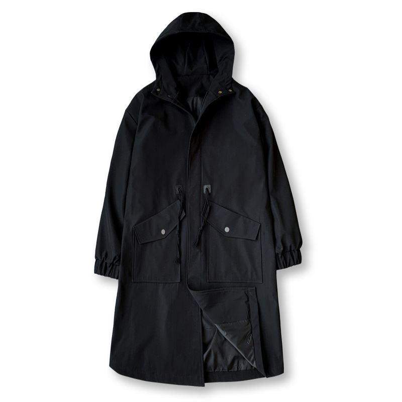 Mænds Ny Windbreaker Long Hooded Big Pocket Jacket