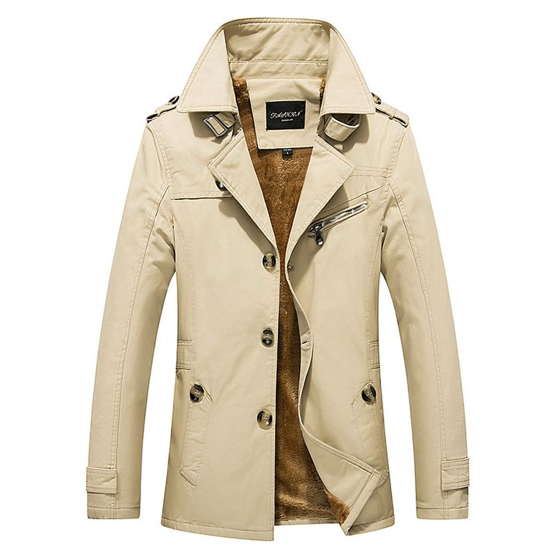 Tyk Varm Slank Stilfuld Mid Long Efterår Vinter Trench Coats