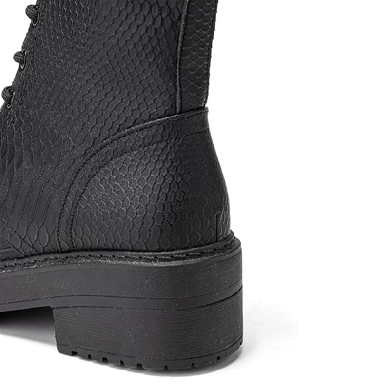 Kvinder Bærbare Serpentine Snøre-chunky Heel Combat Boots