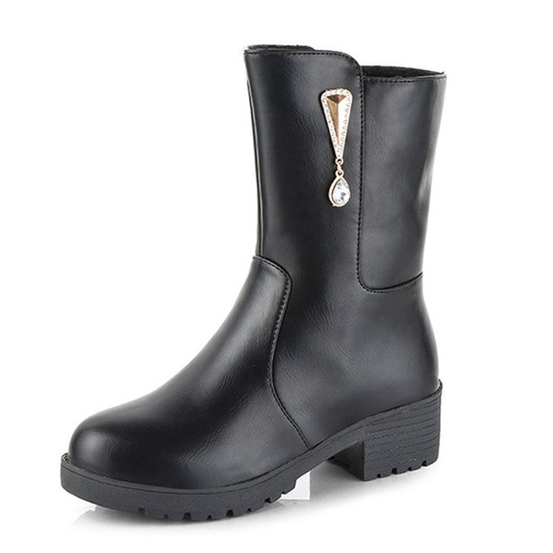 Kvinder Vinter Hold Varm Krystal Mode Mid-calf Boots