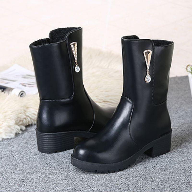 Kvinder Vinter Hold Varm Krystal Mode Mid-calf Boots