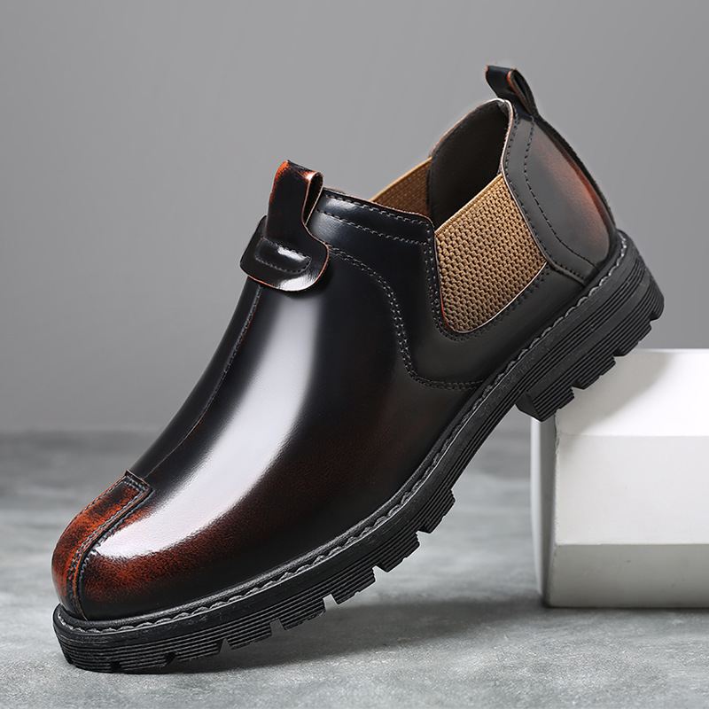 Mænd Åndbar Rund Tå Blød Sål England Style Slip On Casual Chelsea Boots