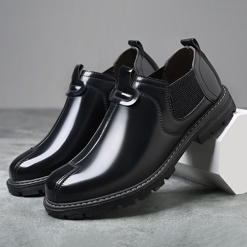 Mænd Åndbar Rund Tå Blød Sål England Style Slip On Casual Chelsea Boots