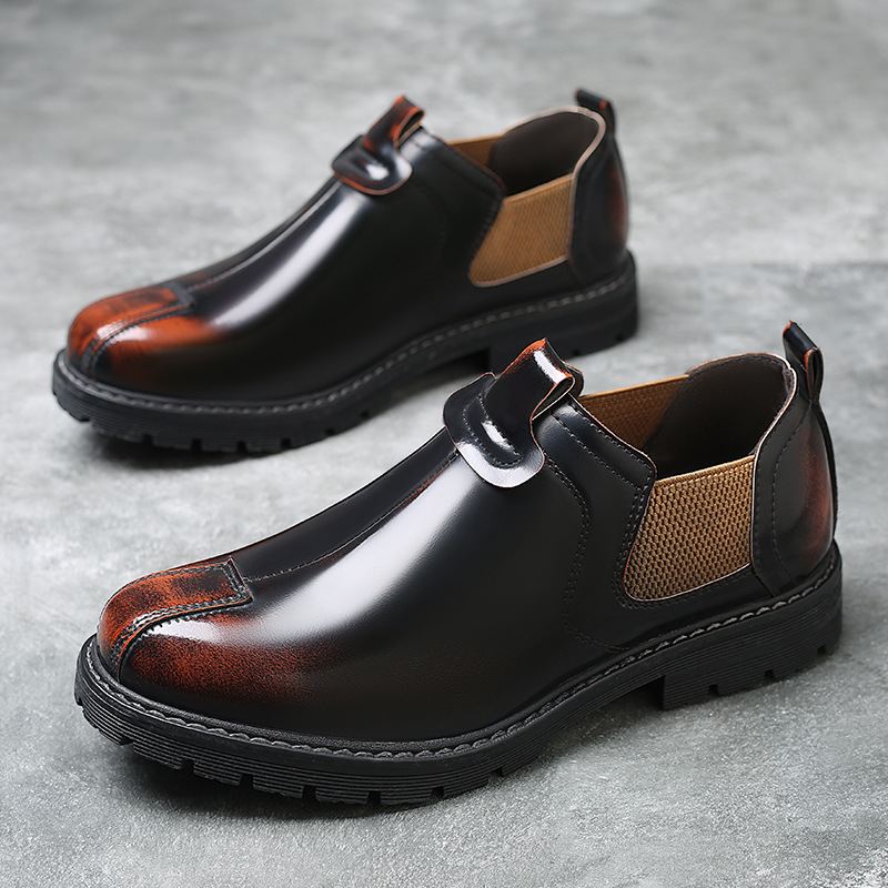 Mænd Åndbar Rund Tå Blød Sål England Style Slip On Casual Chelsea Boots