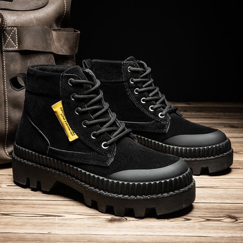 Mænd Stilfuld Retro Wide Fit Rund Tå Casual Platform Tooling Boots