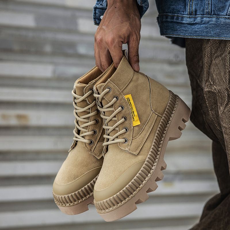 Mænd Stilfuld Retro Wide Fit Rund Tå Casual Platform Tooling Boots