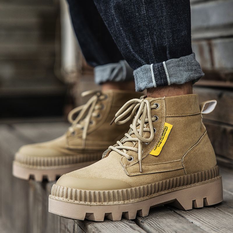 Mænd Stilfuld Retro Wide Fit Rund Tå Casual Platform Tooling Boots