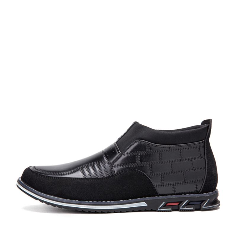 Mænd Syning Plaid Business Casual Slip On Læder Ankelstøvler