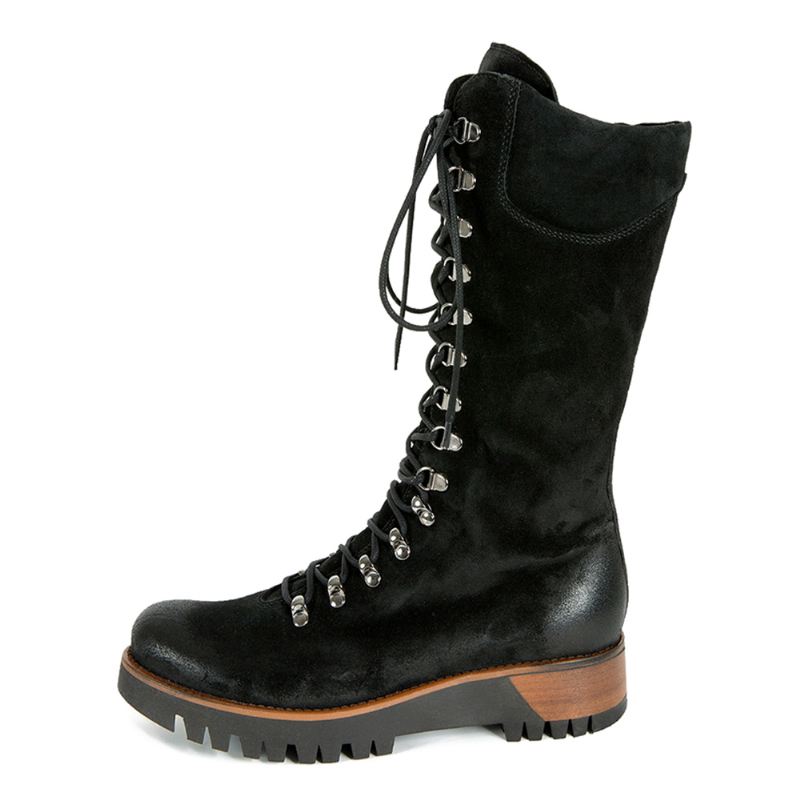 Plus Size Kvinder Bærbare Ruskind Side Lynlås Mid Calf Combat Boots