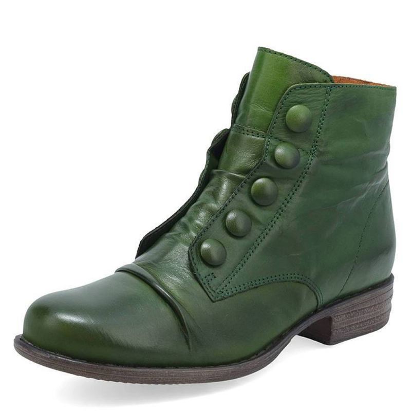 Plus Size Kvinder Knap Decor Side Lynlås Lavhælet Biker Boots