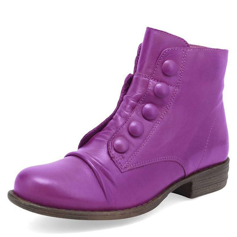 Plus Size Kvinder Knap Decor Side Lynlås Lavhælet Biker Boots