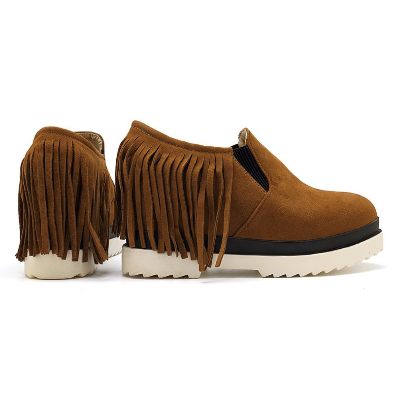 Tassel Slip On Wedges Platform Komfortable Ankelstøvler