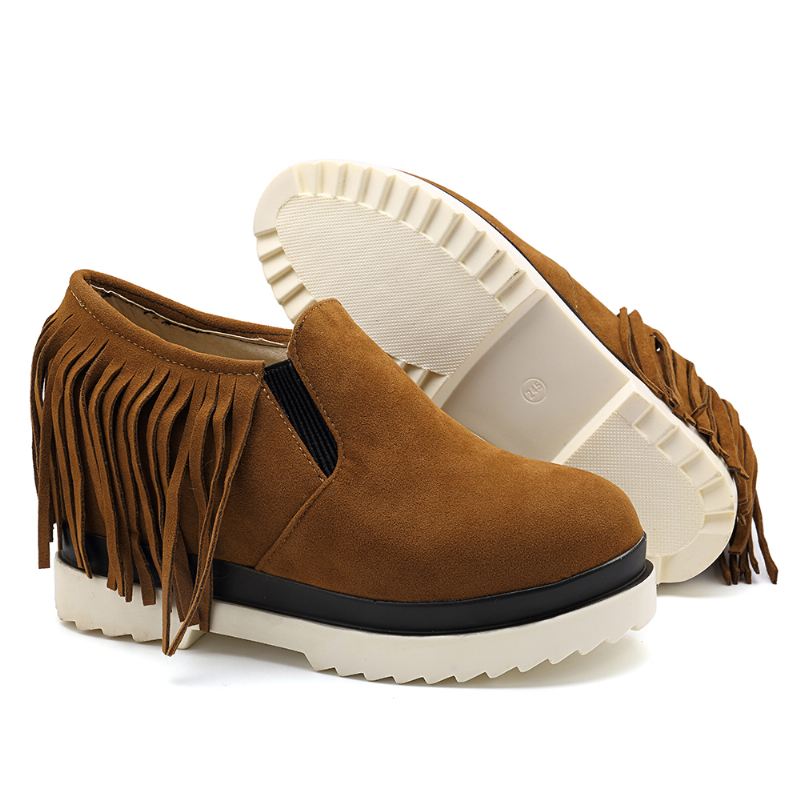 Tassel Slip On Wedges Platform Komfortable Ankelstøvler