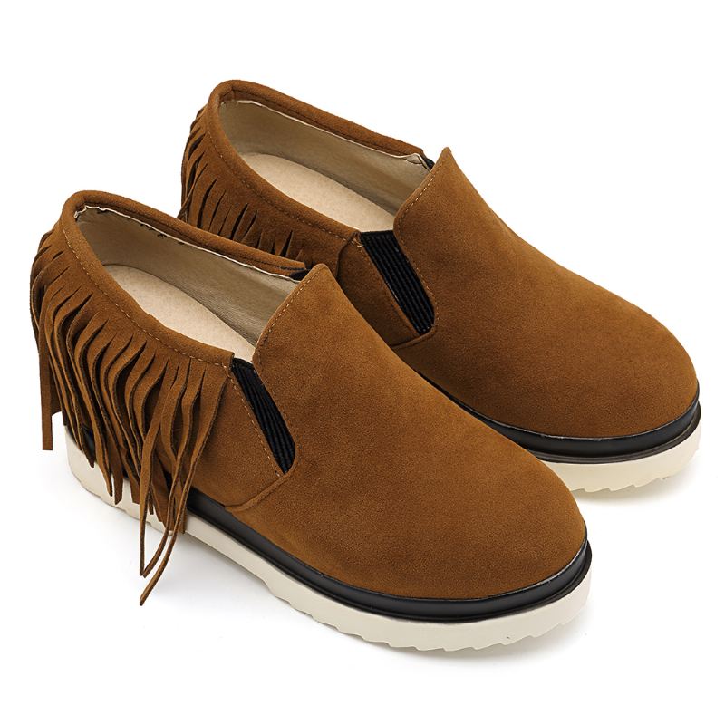 Tassel Slip On Wedges Platform Komfortable Ankelstøvler