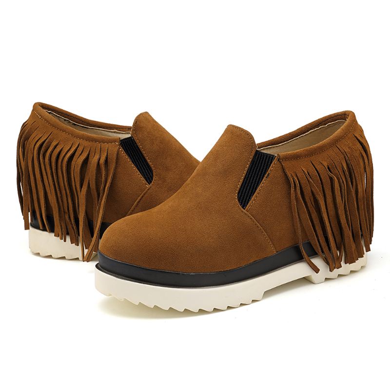 Tassel Slip On Wedges Platform Komfortable Ankelstøvler