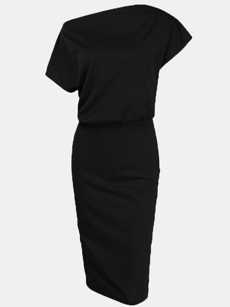 Kvinder Ensfarvet Off Shoulder Elegant Bodycon-kjole