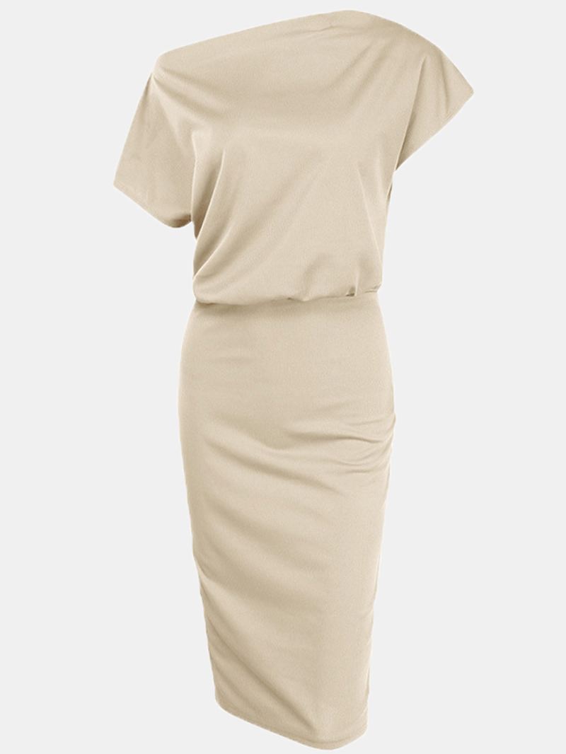 Kvinder Ensfarvet Off Shoulder Elegant Bodycon-kjole