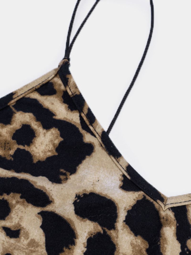 Leopard Snake Med Tryk Stropper Ærmeløse Casual Bodycon Kjole