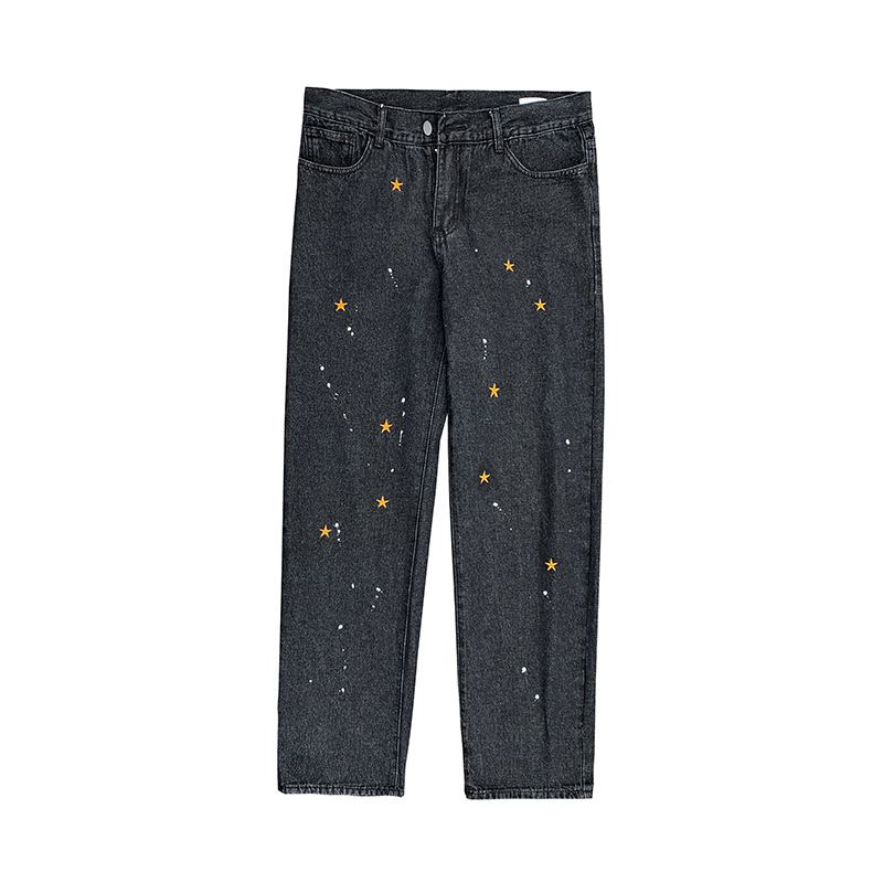 Fried Street Pants Mænds Forår Og Efterår National Tide Broderi Jeans