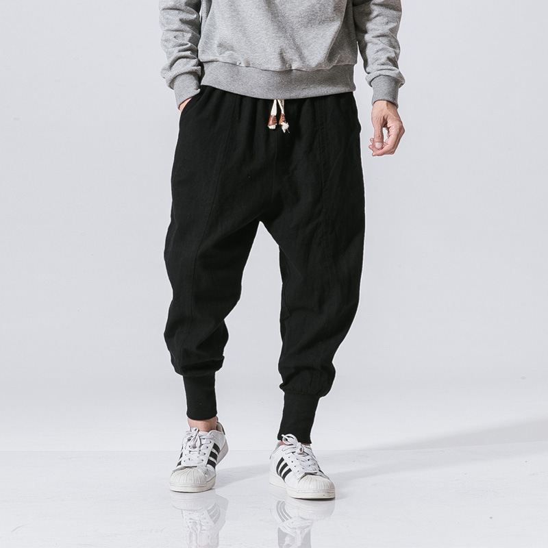 Haremsbukser I Kinesisk Stil Herre Streetwear Casual Joggers Herrebukser Bomuld Linned Joggingbukser Ankellange Mænd Bukser M-5xl