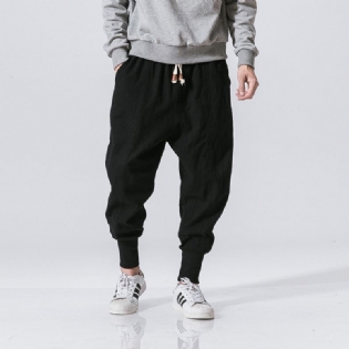 Haremsbukser I Kinesisk Stil Herre Streetwear Casual Joggers Herrebukser Bomuld Linned Joggingbukser Ankellange Mænd Bukser M-5xl