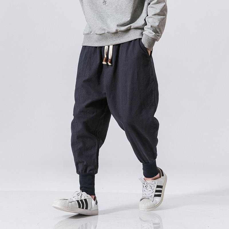 Haremsbukser I Kinesisk Stil Herre Streetwear Casual Joggers Herrebukser Bomuld Linned Joggingbukser Ankellange Mænd Bukser M-5xl