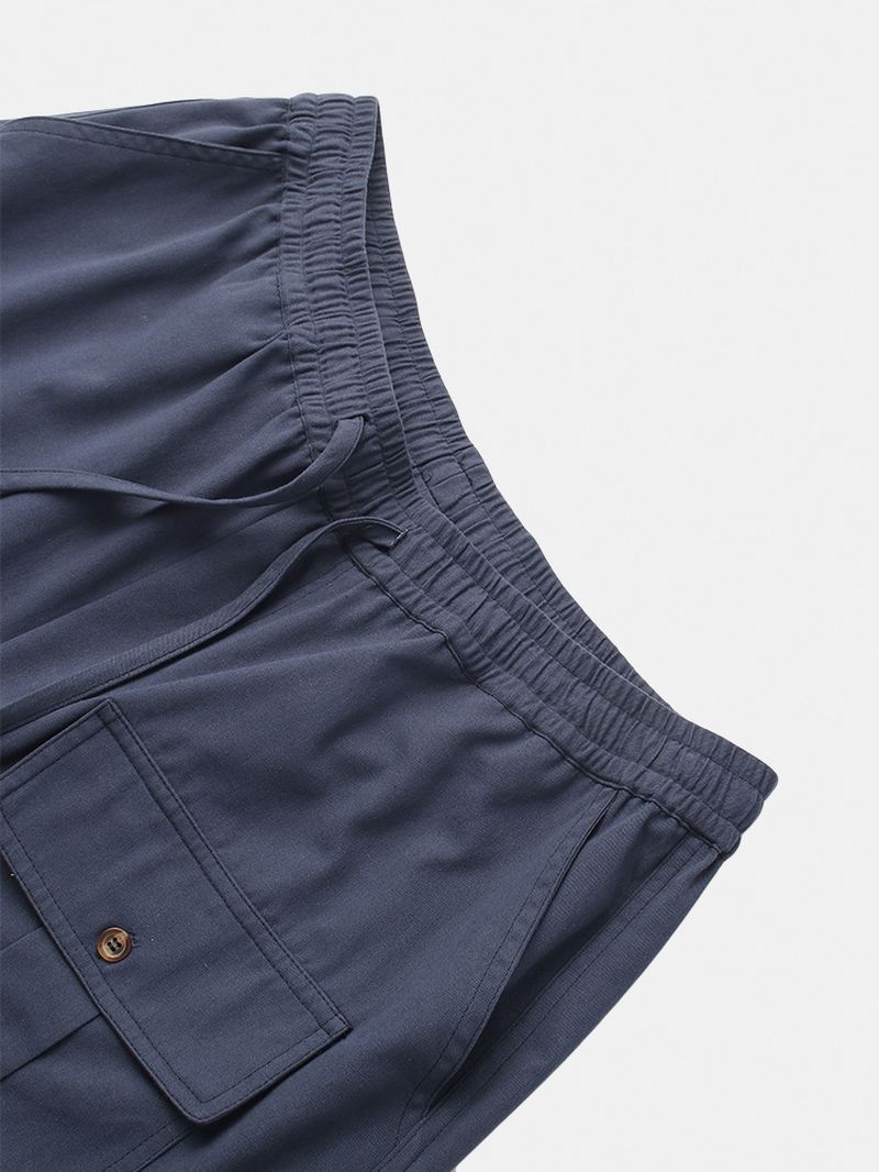 Herre 100% Bomuld Multi-pocket Snøre Navy Joggerbukser