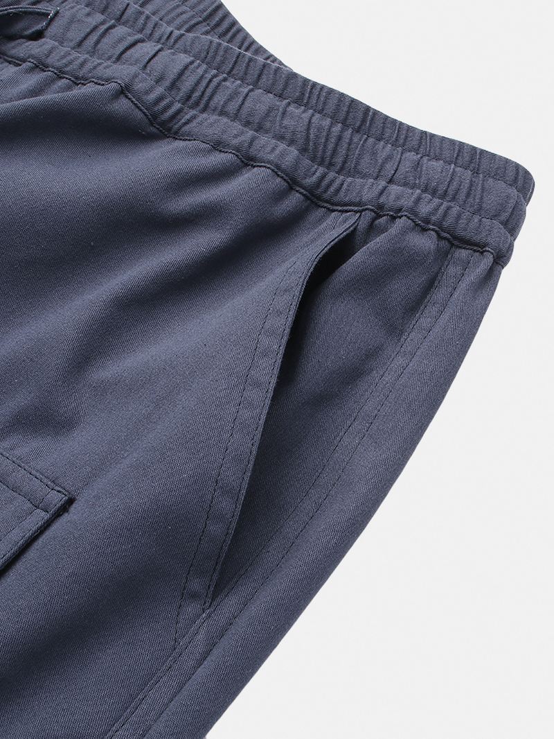 Herre 100% Bomuld Multi-pocket Snøre Navy Joggerbukser