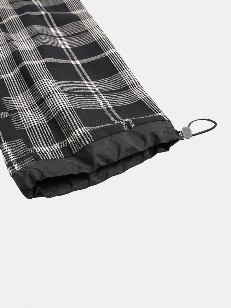 Herre 100% Bomuld Tartan Plaid Løs Elastisk Talje Cargobukser Med Lomme